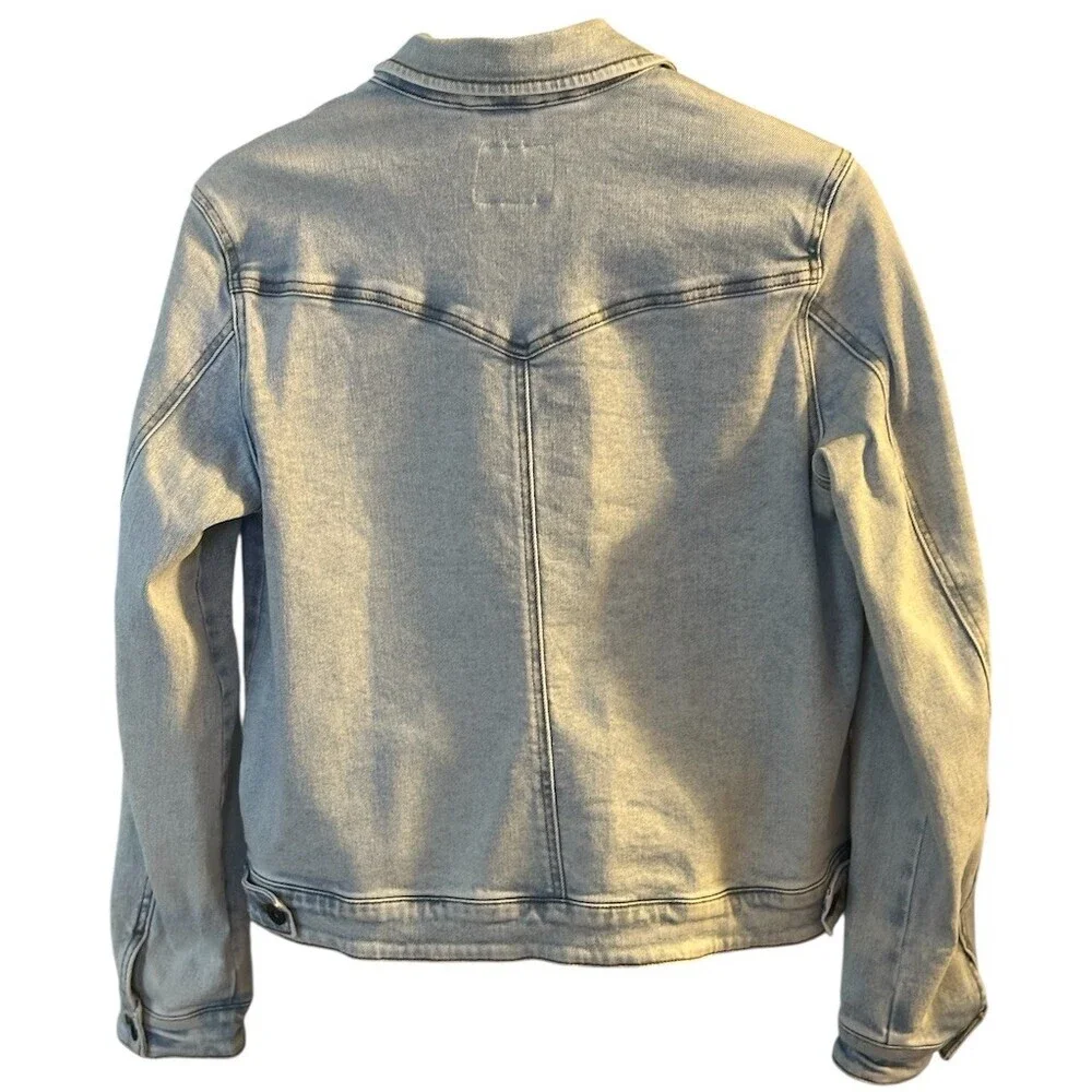 Flag & Anthem Denim Jacket Womens Size M Blue Light Wash Button Front - Picture 3 of 6